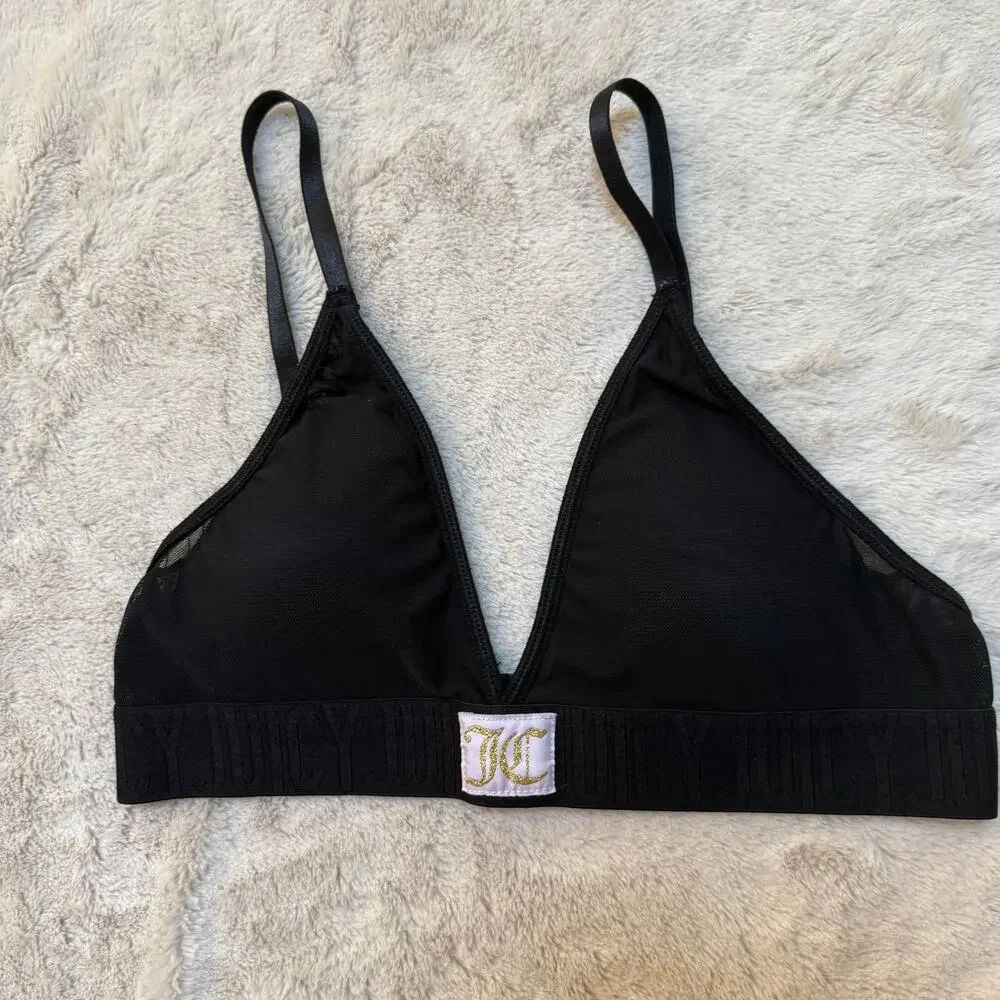 Juicy Couture Bralette Set of 2 SZ M Blush/Dusty Pink Black Sexy
